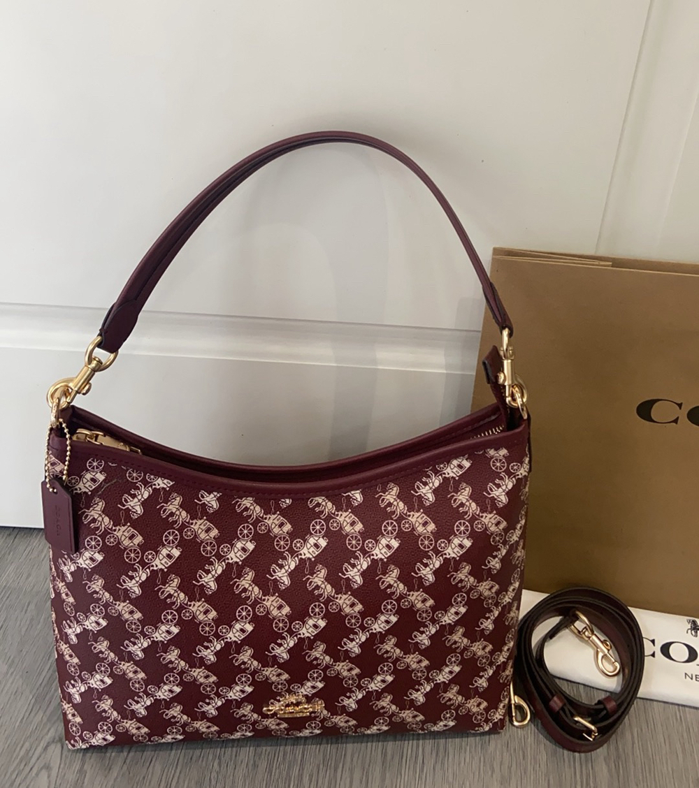 Coach Burgundy Classic Carriage Monogram Underarm Bag - Picture 2 of 9